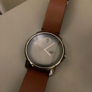 Movado Men's Swiss Quartz Stainless Steel and Brown Leather Band